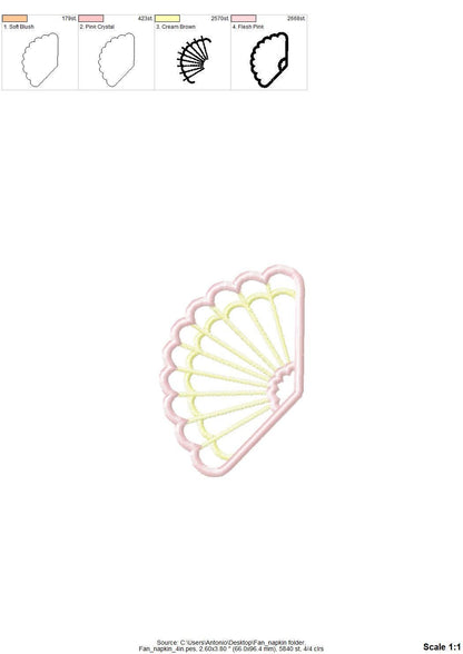 Fan Napkin Coaster Doily Fan shape in assorted sizes simply ITH in the hoop easily machine embroidery designs feminine girls party accessory