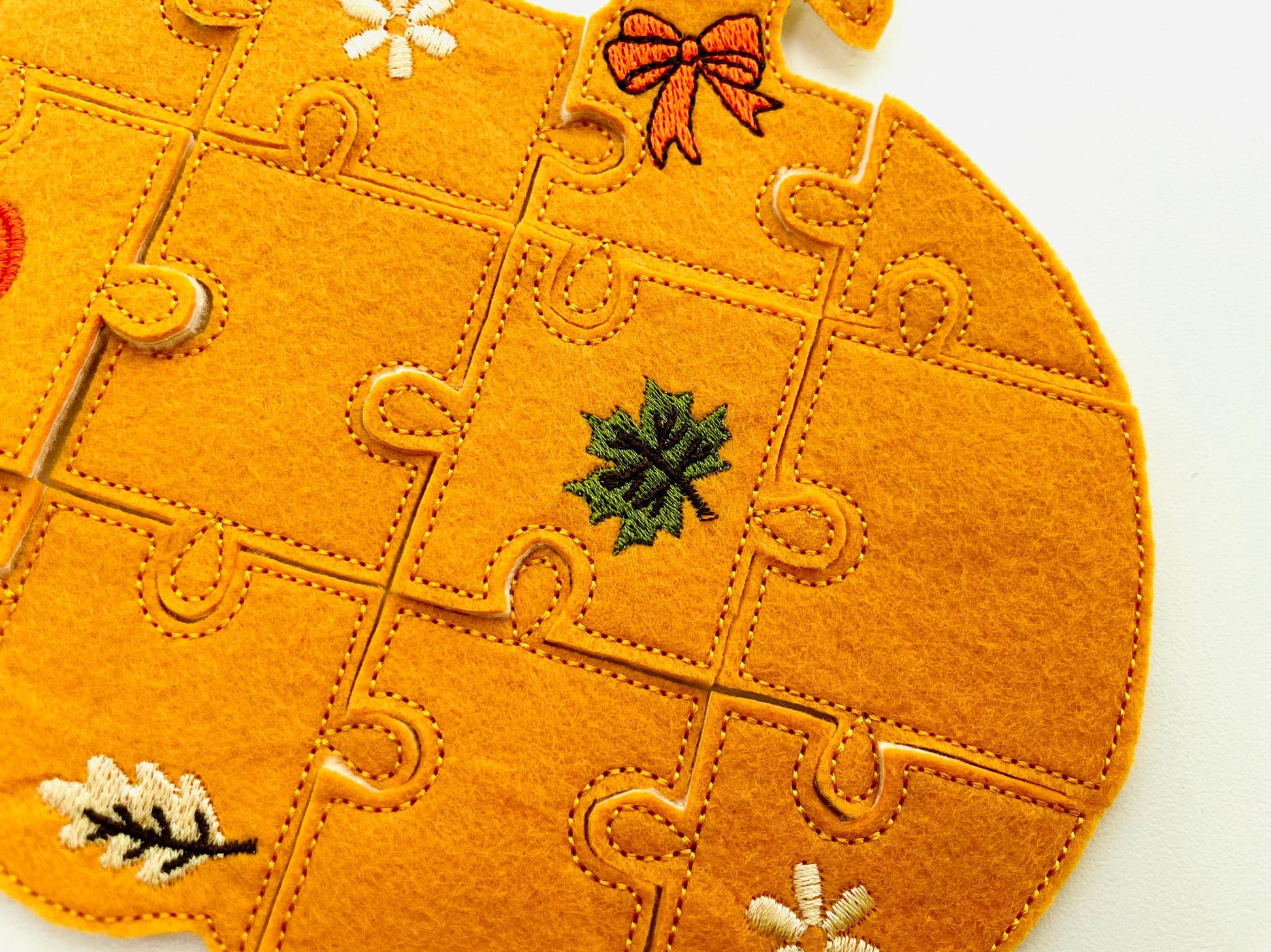 Fall Floral Pumpkin Puzzle ITH in the hoop kids game idea machine embroidery designs sizes for hoop  5x7  6x10 8x8 felt feltie Thanksgiving