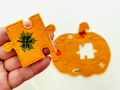 Fall Floral Pumpkin Puzzle ITH in the hoop kids game idea machine embroidery designs sizes for hoop  5x7  6x10 8x8 felt feltie Thanksgiving