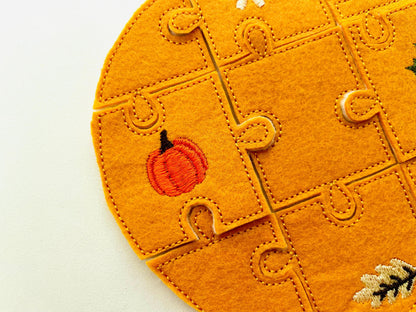 Fall Floral Pumpkin Puzzle ITH in the hoop kids game idea machine embroidery designs sizes for hoop  5x7  6x10 8x8 felt feltie Thanksgiving