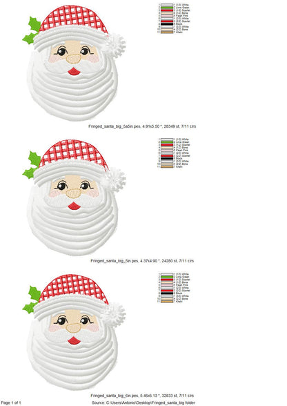 Christmas Santa Fringed Beard Machine Embroidery Designs Santa Claus Plaid Hat Fur Design Merry Christmas Theme Big Sizes 5, 5.5, and 6 Inch - Etsy