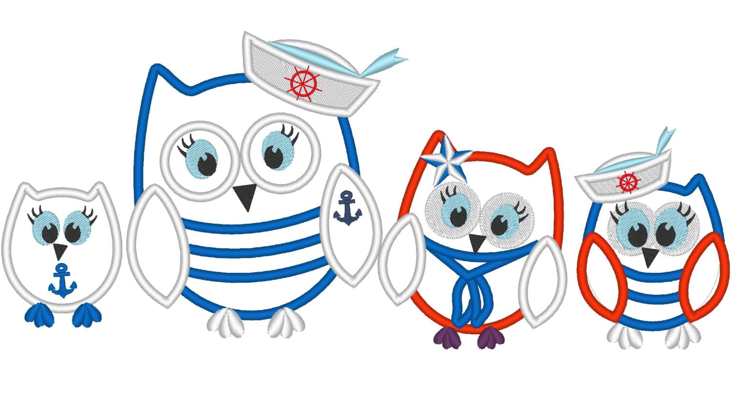 Nautical owls Set of 4 – Instant Download | Artapli