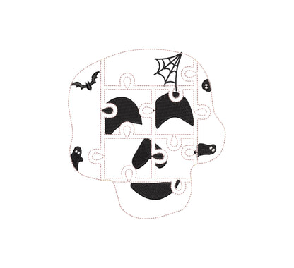 Halloween Skull Puzzle ITH in the hoop kids game gift idea Applique machine embroidery designs sizes for hoop  5x7  6x10 8x8 felt feltie