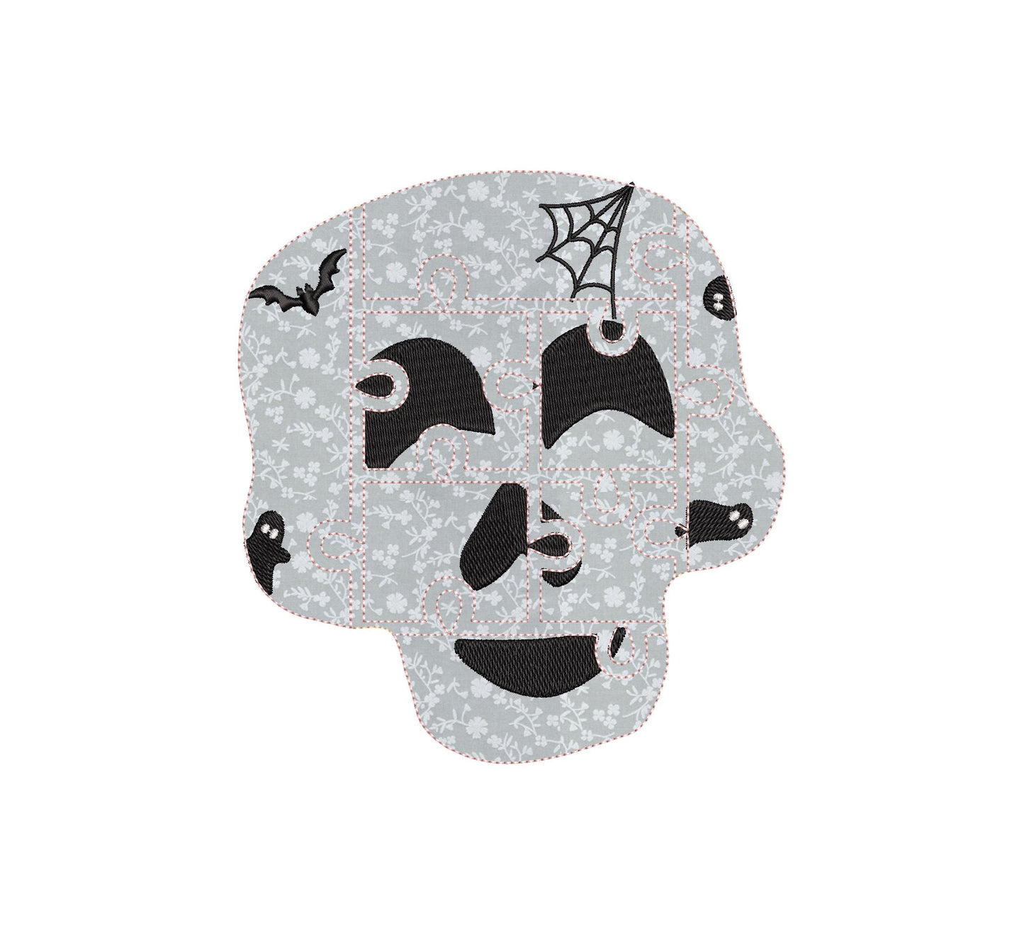 Halloween Skull Puzzle ITH in the hoop kids game gift idea Applique machine embroidery designs sizes for hoop  5x7  6x10 8x8 felt feltie