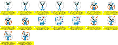 Nautical owls Set of 4 – Sizes 3" 4" 5" 7" Digital Embroidery File | Artapli