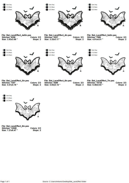 Halloween Bat Lace and Fluffy Fringed Edge Cute Little Bat Kids Girls Spider Web Patterned Machine Embroidery Designs Sizes 4 up to 8 Inch - Etsy