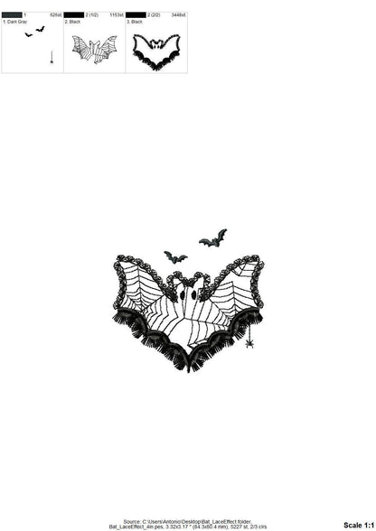 Halloween Bat Lace and Fluffy Fringed Edge Cute Little Bat Kids Girls Spider Web Patterned Machine Embroidery Designs Sizes 4 up to 8 Inch - Etsy
