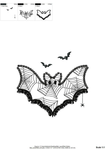 Halloween Bat Lace and Fluffy Fringed Edge Cute Little Bat Kids Girls Spider Web Patterned Machine Embroidery Designs Sizes 4 up to 8 Inch - Etsy