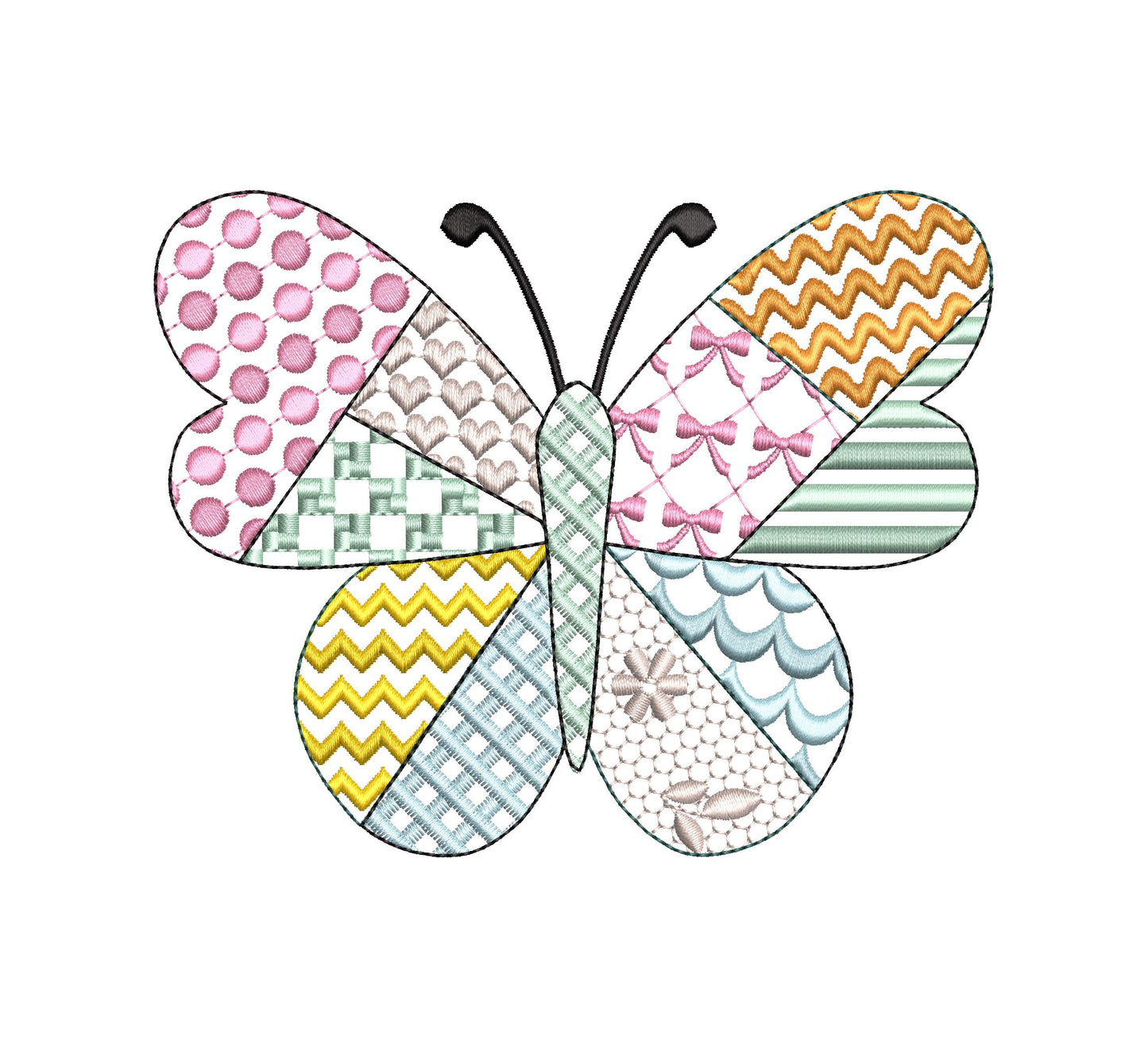 Patchwork Butterfly awesome patterned Butterfly outline delicate summer baby girls machine embroidery designs many sizes 4 up to 8 inch