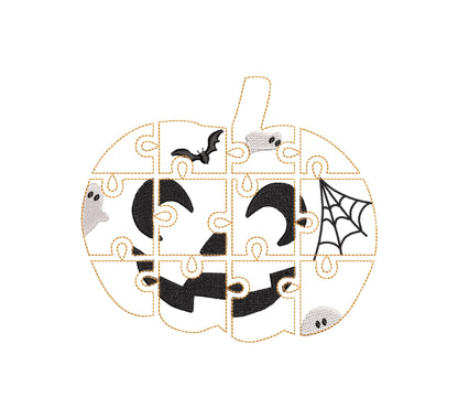 Halloween Pumpkin Jack O Lantern Puzzle ITH in the hoop kids game idea machine embroidery designs sizes for hoop  5x7  6x10 8x8 felt feltie