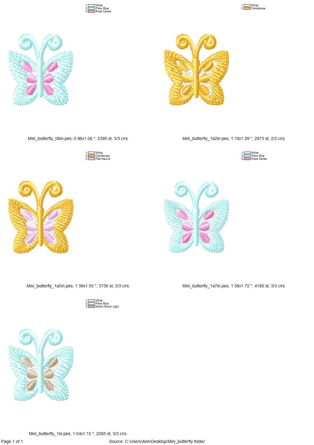 Micro wee butterfly mini  as three-dimensional, 3 dimensional, FSL, Free standing lace embroidery design