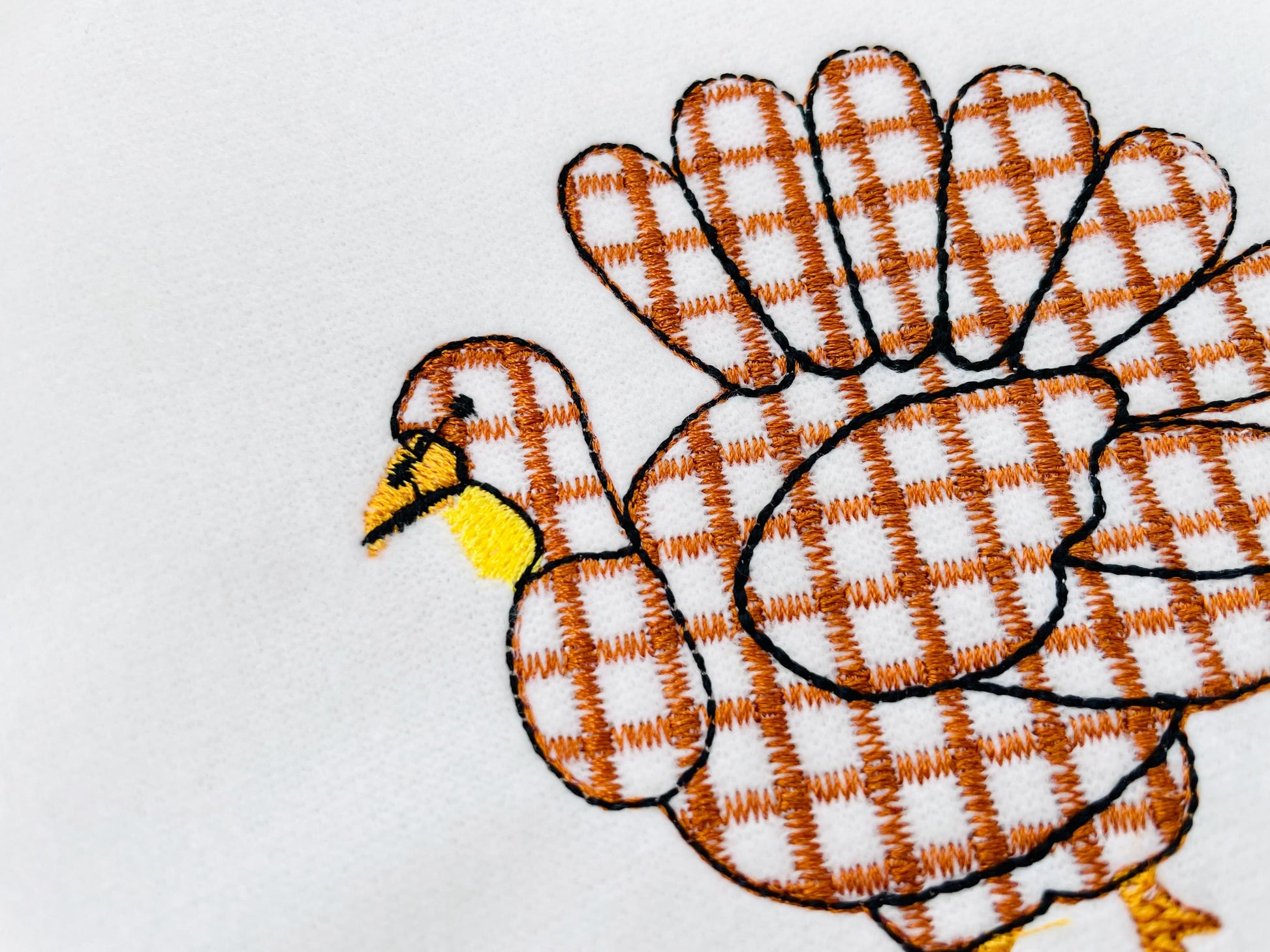 Gingham Plaid Turkey Henry buffalo checkered machine embroidery designs many sizes 4 up to 8 inch sweet home farm kitchen design