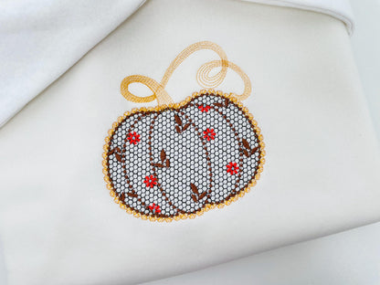 Thanksgiving Pumpkin Fall Autumn Kitchen design lace effect machine embroidery designs for hoop 5x7 and 8x8 sweet home floral garden harvest