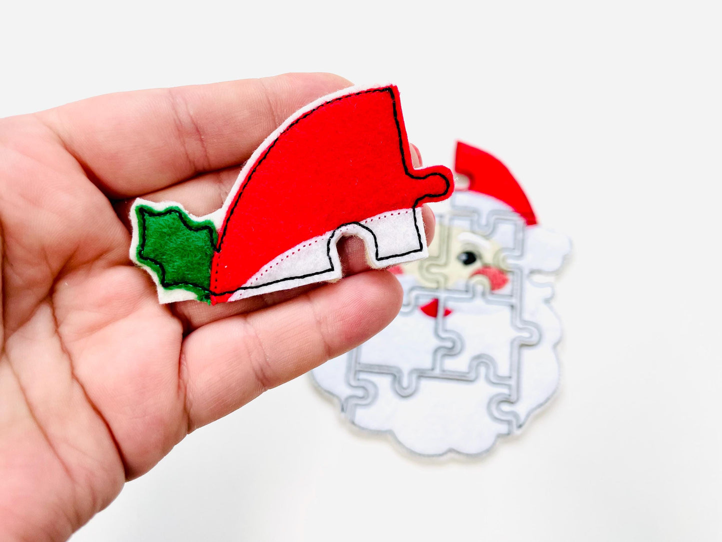 Christmas Santa Puzzle Applique simply ITH in the hoop kids game idea machine embroidery designs sizes for hoop 5x7  6x10  8x8 felt feltie