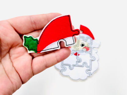Christmas Santa Puzzle Applique simply ITH in the hoop kids game idea machine embroidery designs sizes for hoop 5x7  6x10  8x8 felt feltie