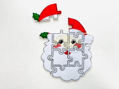 Christmas Santa Puzzle Applique simply ITH in the hoop kids game idea machine embroidery designs sizes for hoop 5x7  6x10  8x8 felt feltie