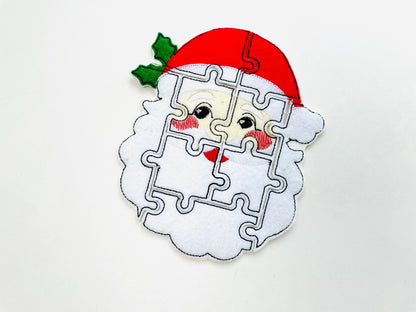Christmas Santa Puzzle Applique simply ITH in the hoop kids game idea machine embroidery designs sizes for hoop 5x7  6x10  8x8 felt feltie