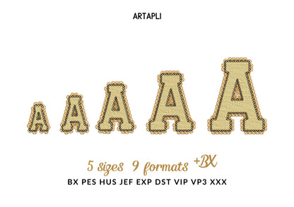 Lace Edge FONT Cozy fill stitch lace effect and outline Girly Alphabet Monogram machine embroidery designs mini sizes 1.4 up to 3.2 inch