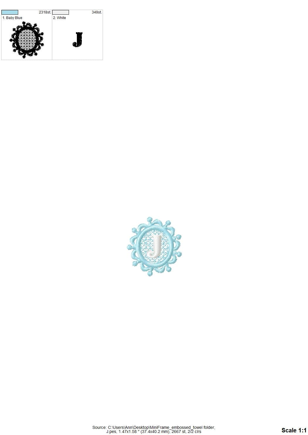 MIni 1.5 inch Embossed terry towel lace monogram SET letters A-Z oval lacy circle machine embroidery designs wedding girl birthday gift idea