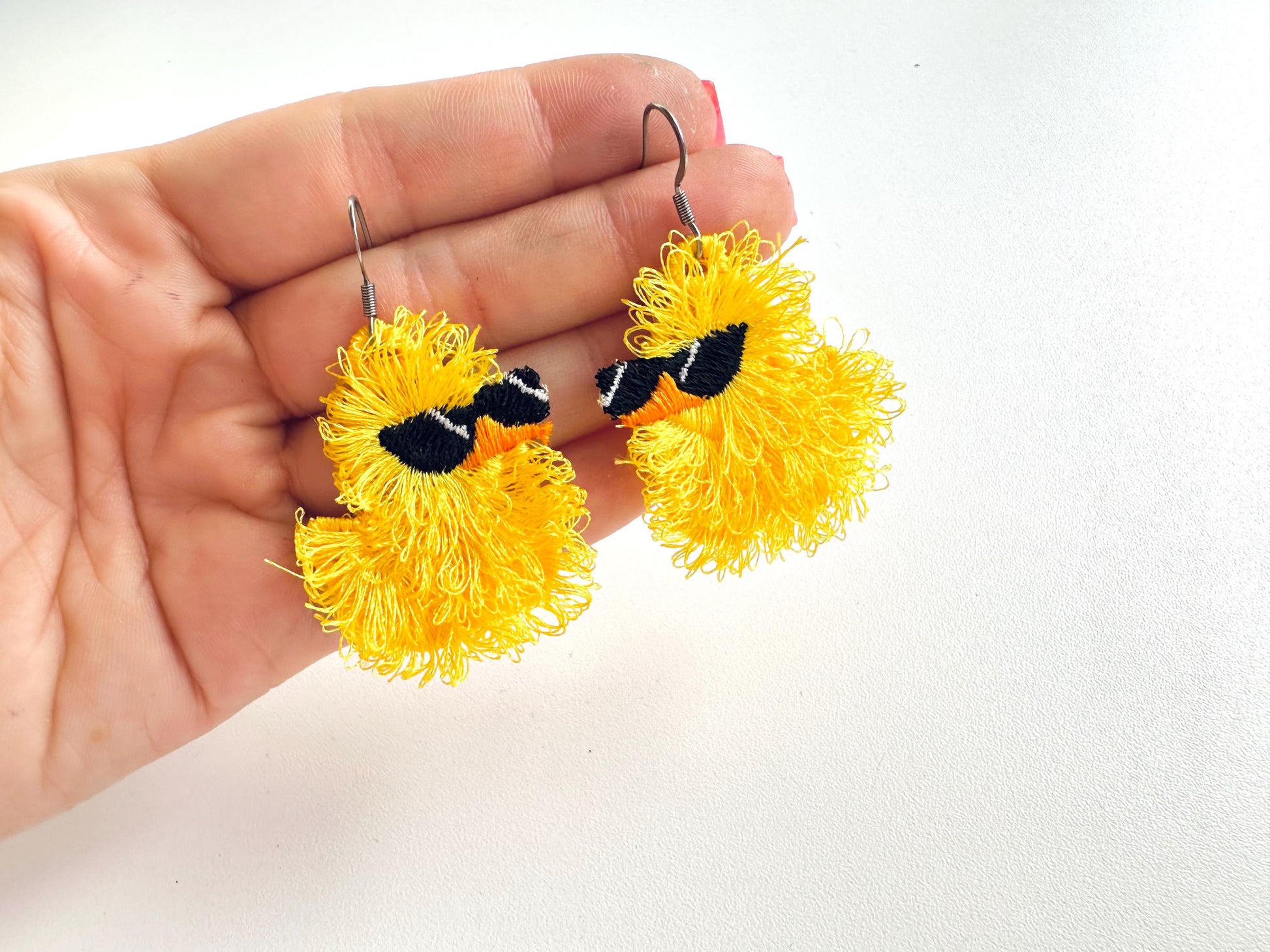 Summer Beach Rubber Duck Sunglasses Fringed Girls Pretty Earrings Charm in the Hoop FSL Freestanding Lace Machine Embroidery Designs ITH - Etsy