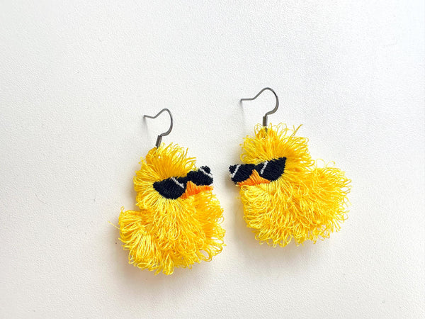 Summer Beach Rubber Duck Earrings