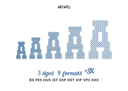 Cross stitch Font Sport Block Font machine embroidery designs alphabet monogram letters numbers punctuation mini sizes 1.2 up to 2.8 inch BX