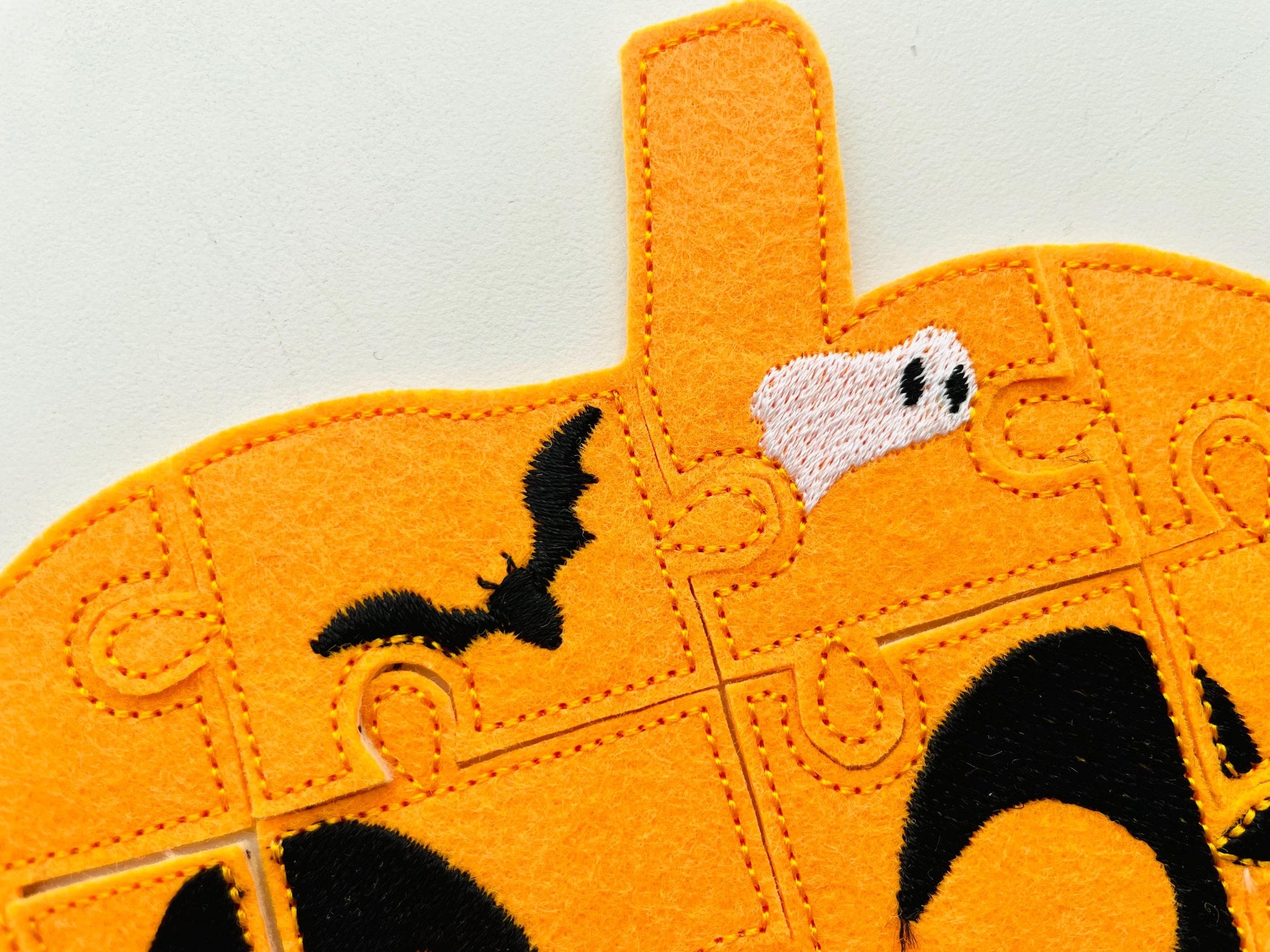 Halloween Pumpkin Jack O Lantern Puzzle ITH in the hoop kids game idea machine embroidery designs sizes for hoop  5x7  6x10 8x8 felt feltie