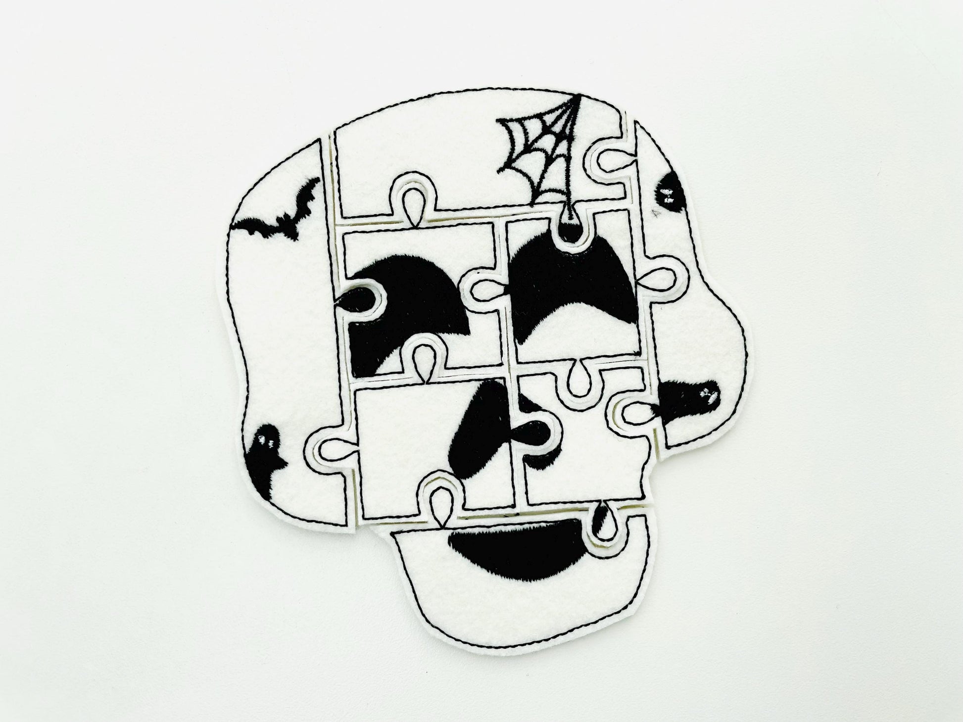 Halloween Skull Puzzle ITH in the hoop kids game gift idea Applique machine embroidery designs sizes for hoop  5x7  6x10 8x8 felt feltie