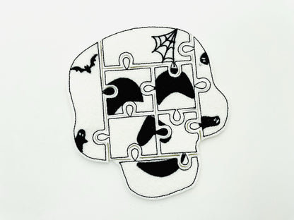Halloween Skull Puzzle ITH in the hoop kids game gift idea Applique machine embroidery designs sizes for hoop  5x7  6x10 8x8 felt feltie