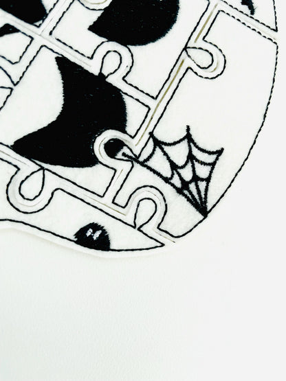 Halloween Skull Puzzle ITH in the hoop kids game gift idea Applique machine embroidery designs sizes for hoop  5x7  6x10 8x8 felt feltie