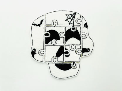 Halloween Skull Puzzle ITH in the hoop kids game gift idea Applique machine embroidery designs sizes for hoop  5x7  6x10 8x8 felt feltie