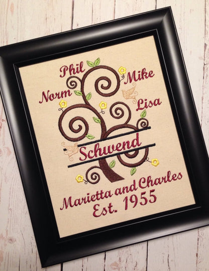 Split Family Tree and Mini Font – Embroidery 5" 7" 6" 10" 8" 12" | BX PES DST JEF | Artapli