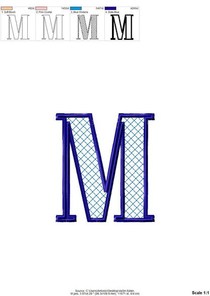 Elegant Font Noel check and outline Block Font Applique Alphabet Monogram machine embroidery designs big sizes 2.9 up to 5.2 inch, BX