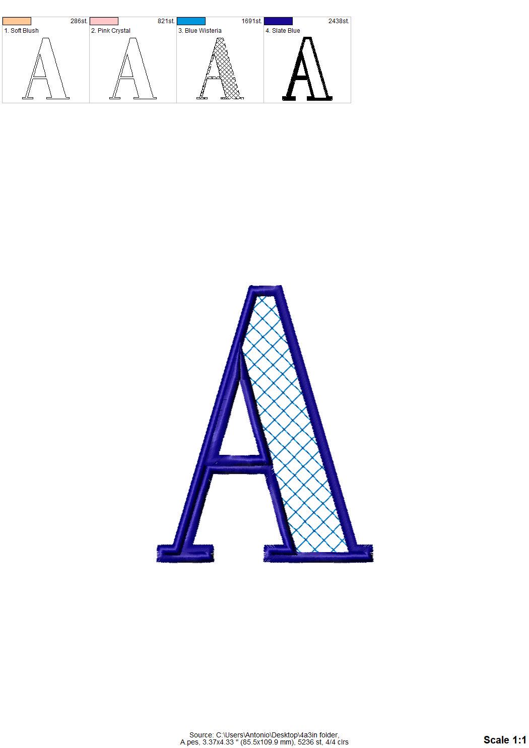 Elegant Font Noel check and outline Block Font Applique Alphabet Monogram machine embroidery designs big sizes 2.9 up to 5.2 inch, BX