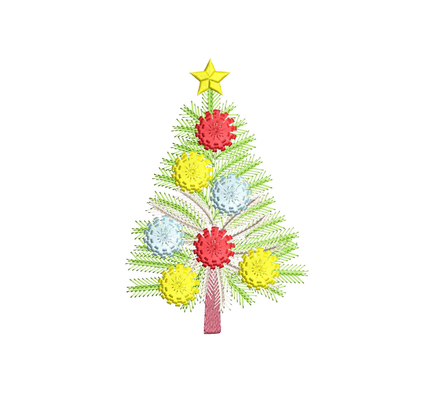 Fringed Fluffy Christmas Tree With Pompom Garland Machine Embroidery Designs Kids Fringe Fur Chenille Spruce Pine Tree Sizes 5 up to 9 Inch - Etsy
