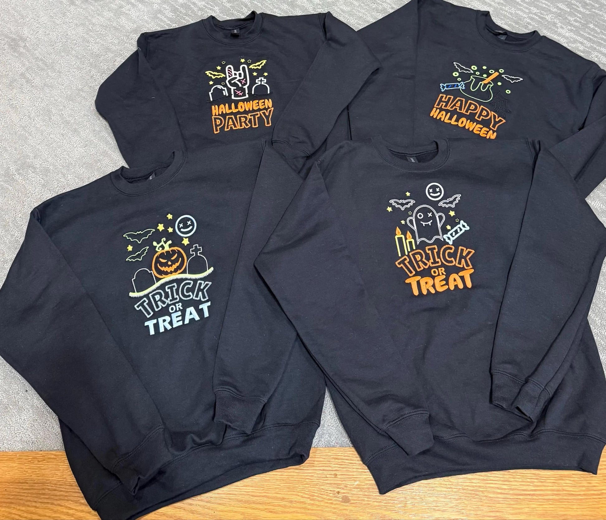 Trick or treat Happy Halloween party SET of 6 Glow in the dark special thread machine embroidery designs spooky scare pumpkin Jack O Lantern