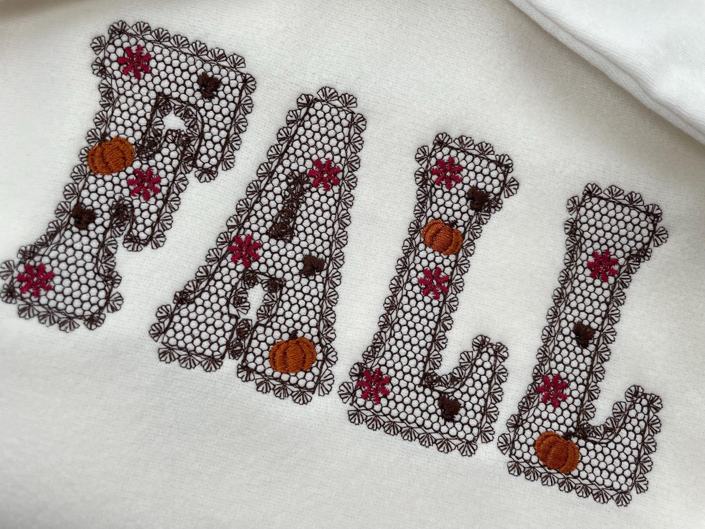 Lace Edge Fall Pumpkin FONT lace patterned Floral Alphabet Monogram Thanksgiving machine embroidery designs assorted sizes 2.5 up to 5 inch