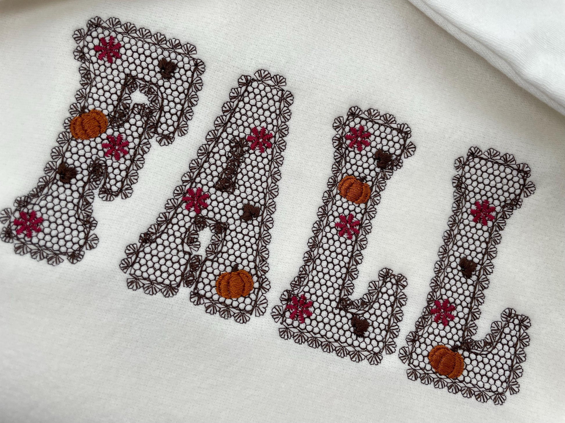 Lace Edge Fall Pumpkin FONT lace patterned Floral Alphabet Monogram Thanksgiving machine embroidery designs assorted sizes 2.5 up to 5 inch