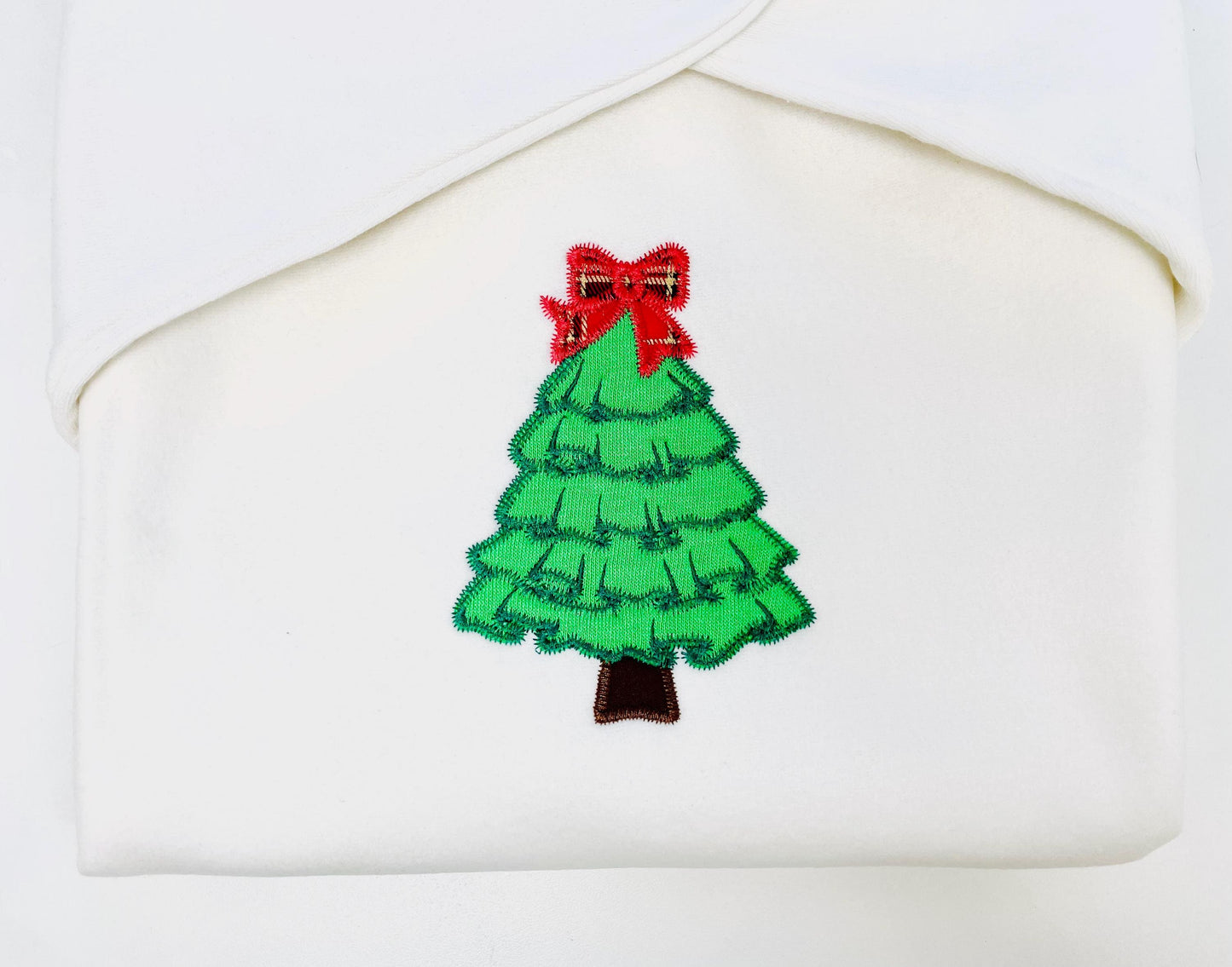 Light Stitch Ruffle Christmas Tree with Bow Applique machine embroidery designs sizes 4 up to 7 inch Festive Pine Tree sweet home design
