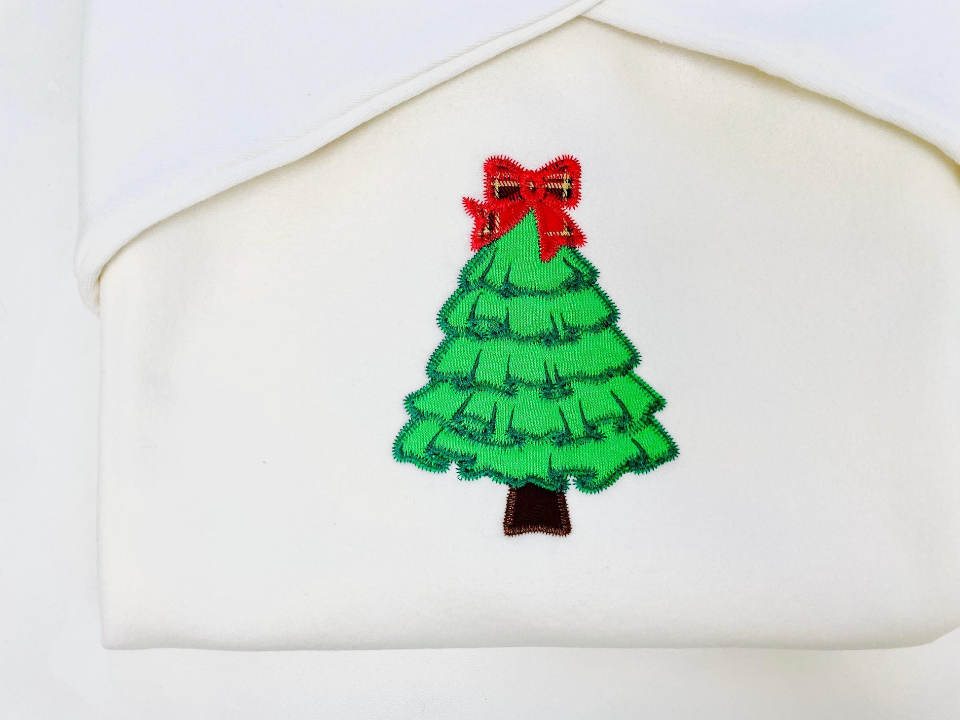 Light Stitch Ruffle Christmas Tree with Bow Applique machine embroidery designs sizes 4 up to 7 inch Festive Pine Tree sweet home design