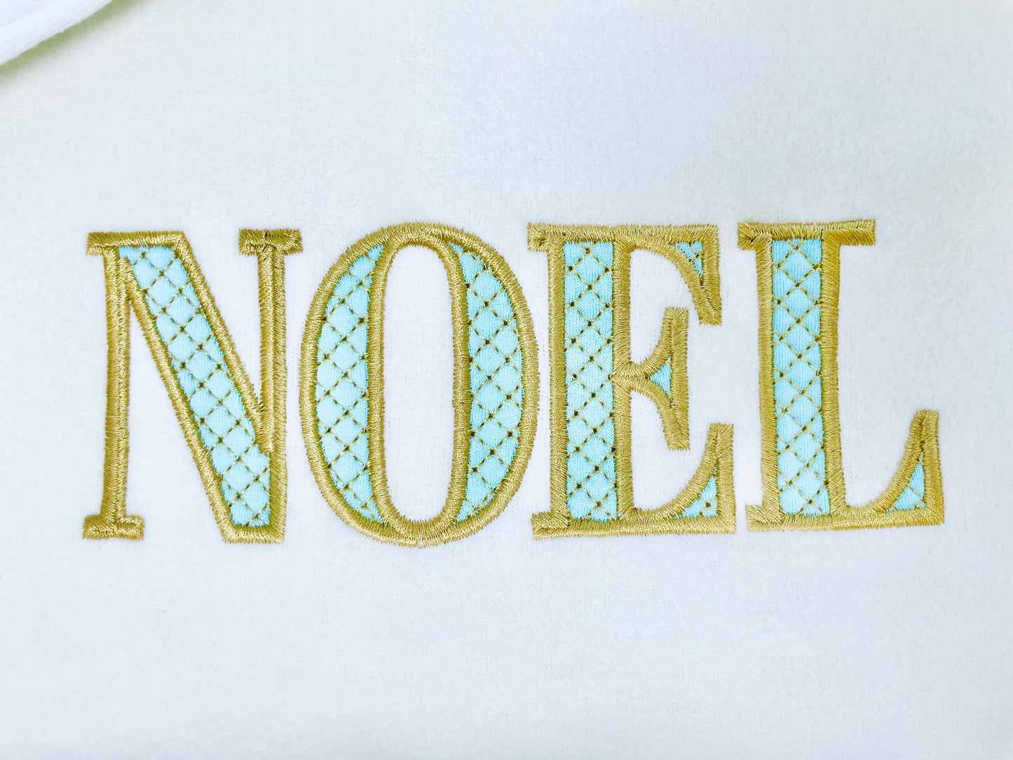 Elegant Font Noel check and outline Block Font Applique Alphabet Monogram machine embroidery designs big sizes 2.9 up to 5.2 inch, BX
