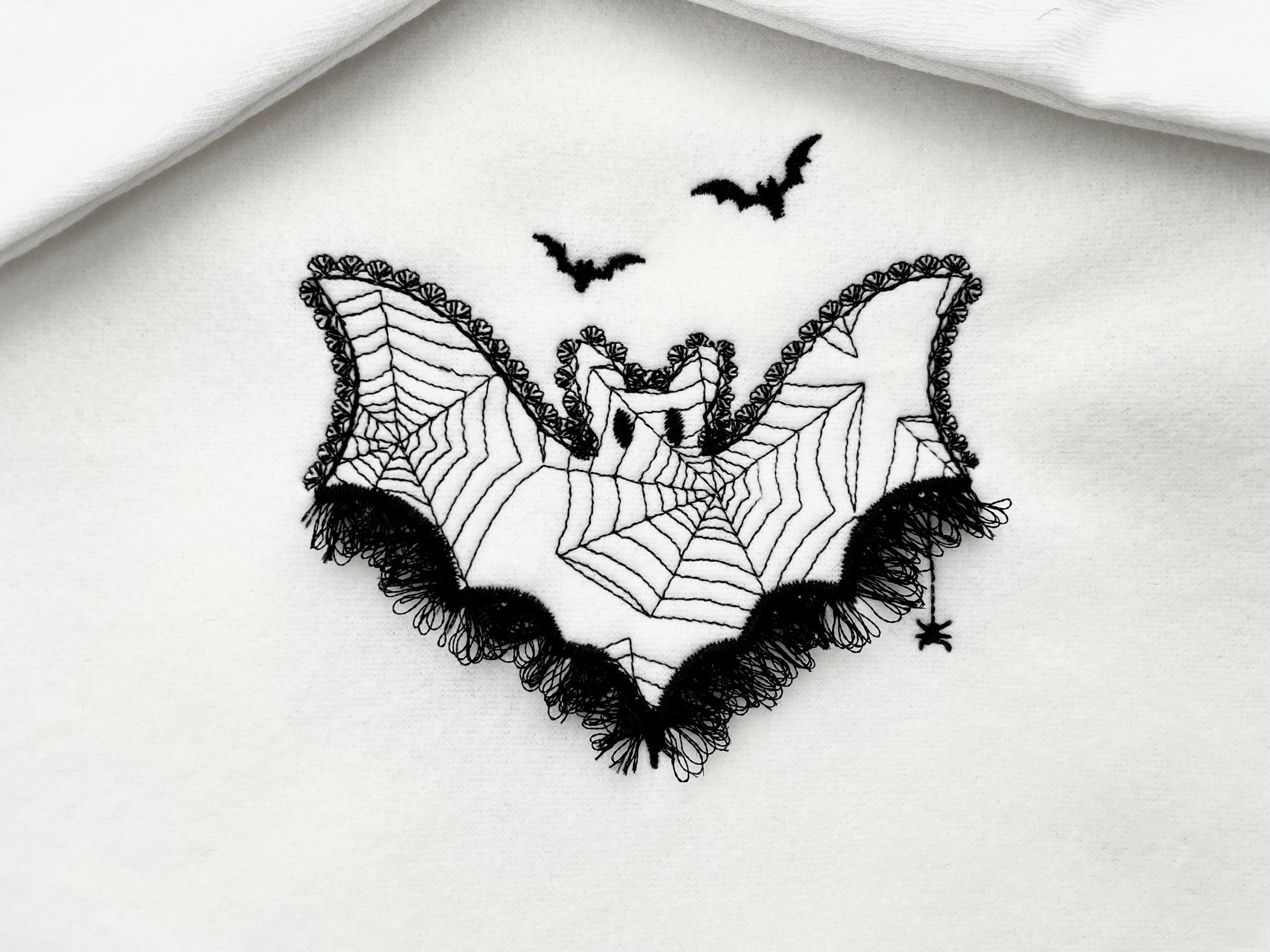 Halloween Bat Lace and Fluffy Fringed Edge Cute Little Bat Kids Girls Spider Web Patterned Machine Embroidery Designs Sizes 4 up to 8 Inch - Etsy