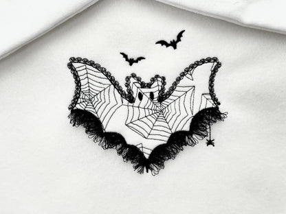 Halloween Bat Lace and Fluffy Fringed Edge Cute Little Bat Kids Girls Spider Web Patterned Machine Embroidery Designs Sizes 4 up to 8 Inch - Etsy