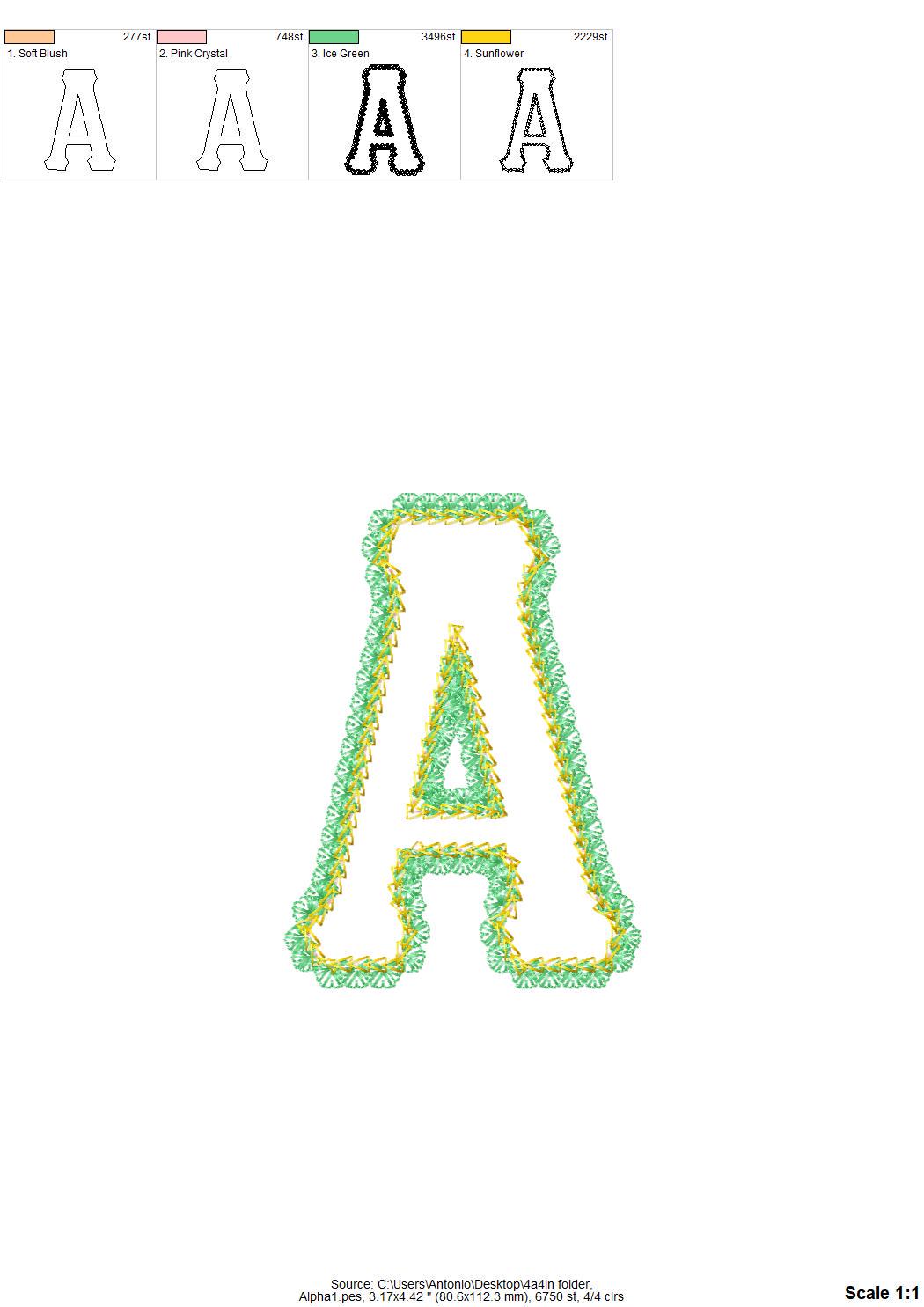 Big Greek FONT Applique lace edge and chain stitch top Monogram sororities fraternities machine embroidery designs sizes 3.2 up to 6.5 inch
