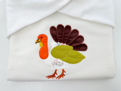 Turkey Lola raggedy edge Applique Fall Thanksgiving Turkey machine embroidery designs sizes 4 up to 8 inch sweet home farm kitchen design