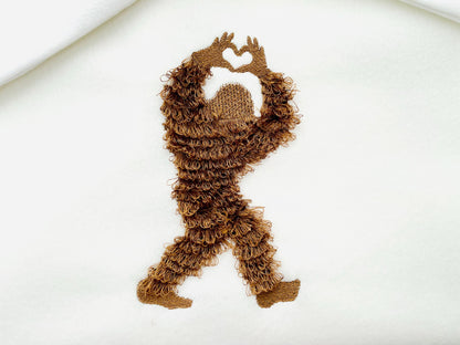 Yeti Iceman Hand Heart Fringed Fluffy Chenille Bigfoot Sasquatch Machine Embroidery Designs Sizes Kids Boys Fun Wild Forest Silhouette - Etsy