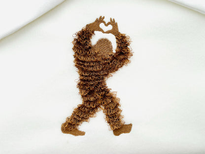 Yeti Iceman Hand Heart Fringed Fluffy Chenille Bigfoot Sasquatch Machine Embroidery Designs Sizes Kids Boys Fun Wild Forest Silhouette - Etsy