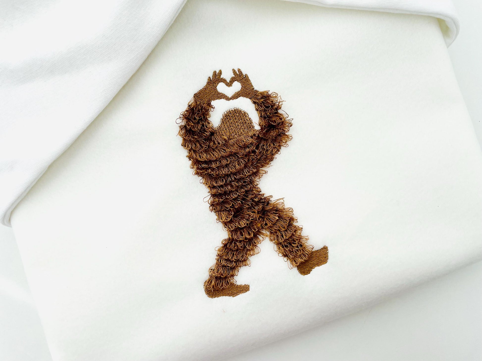 Yeti Iceman Hand Heart Fringed Fluffy Chenille Bigfoot Sasquatch Machine Embroidery Designs Sizes Kids Boys Fun Wild Forest Silhouette - Etsy