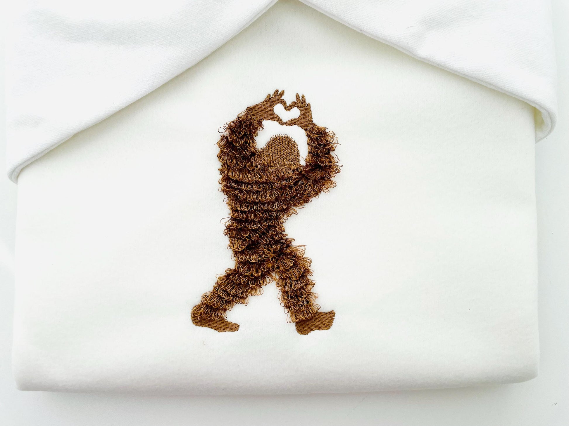 Yeti Iceman Hand Heart Fringed Fluffy Chenille Bigfoot Sasquatch Machine Embroidery Designs Sizes Kids Boys Fun Wild Forest Silhouette - Etsy