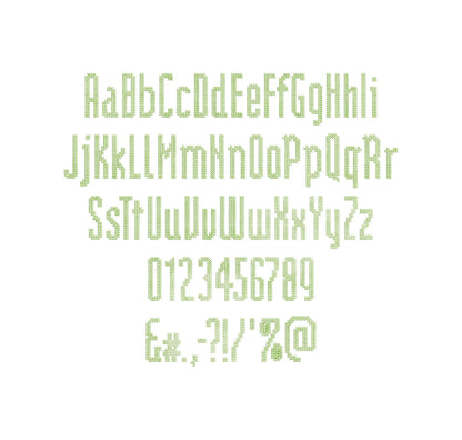 Cross Stitch Narrow Font machine embroidery designs Alphabet Monogram letters numbers punctuation Block style Font sizes 1.6 up to 2.4 inch